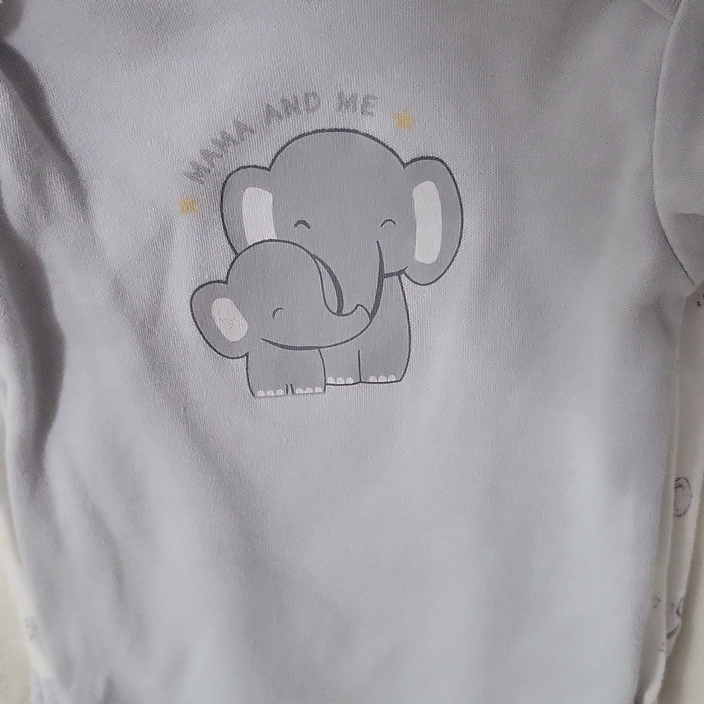 Adorable Light Gray Elephant 3 Bodysuit Set - Picture 2 of 5